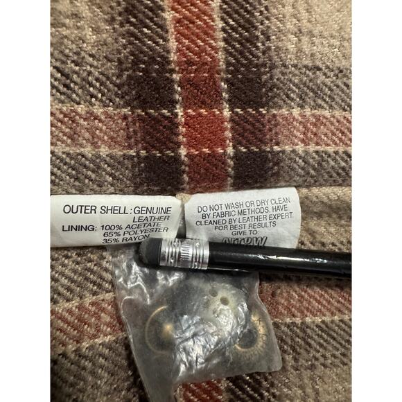 The Territory Ahead Brown Leather Teacher Jacket (XL) – Plaid Lined Field Coat - Picture 5 of 5